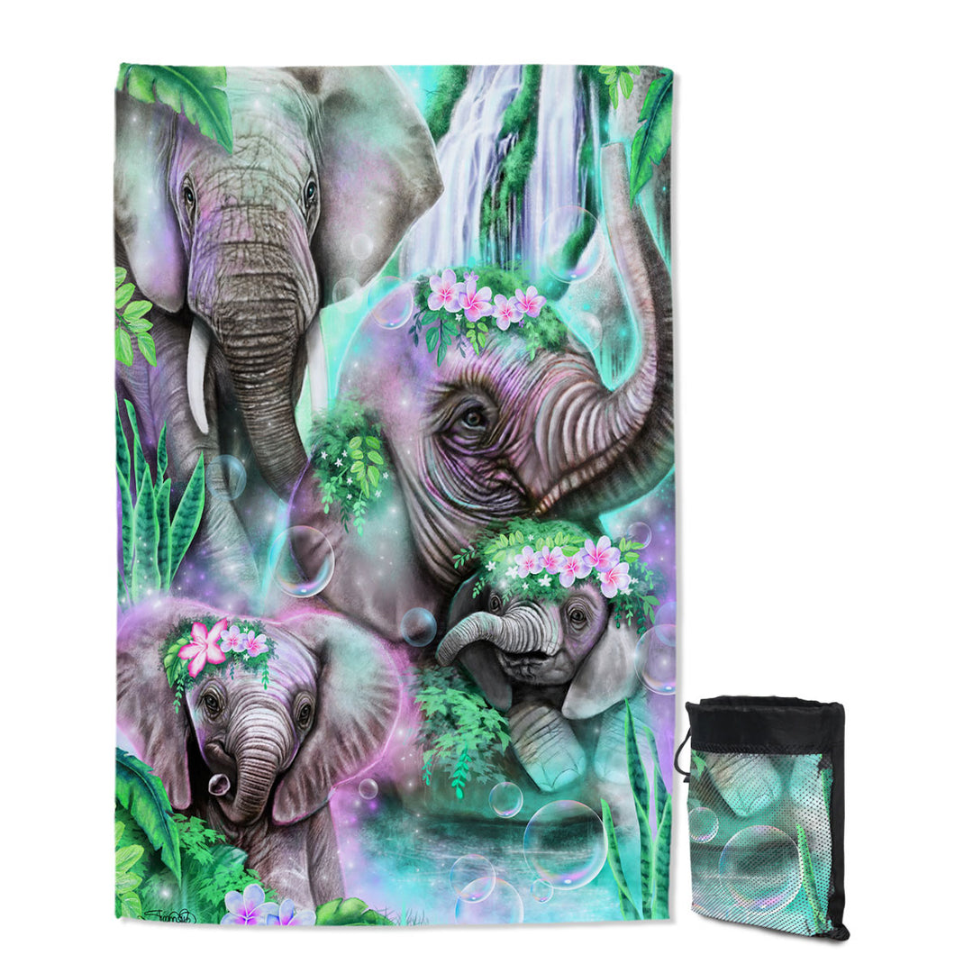 Animal Painting Day Dream Elephants Travel Beach Towel
