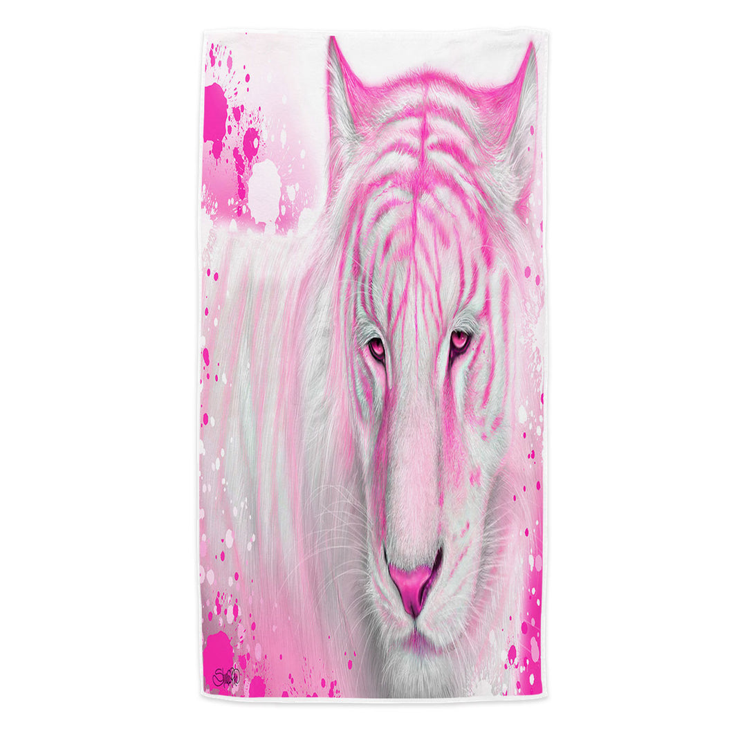 Animal Painting Hot Pink Tigress Microfibre Beach Towels