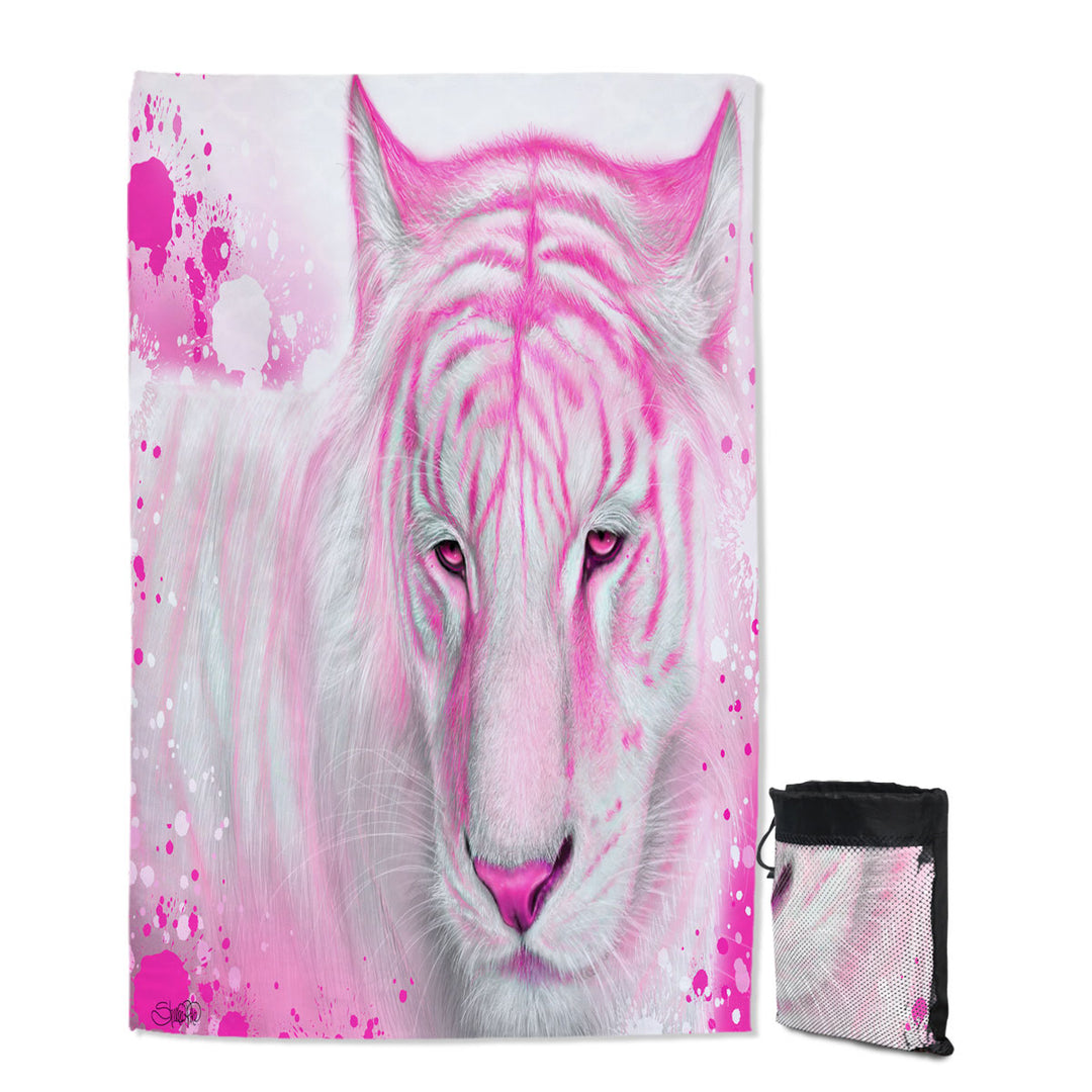 Animal Painting Hot Pink Tigress Travel Beach Towel