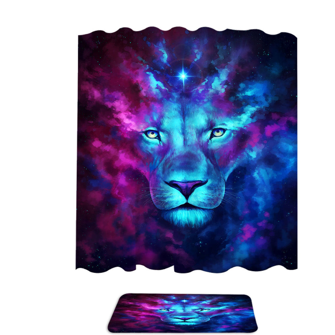 Animal Shower Curtains Fantasy Art Firstborn Space Lion