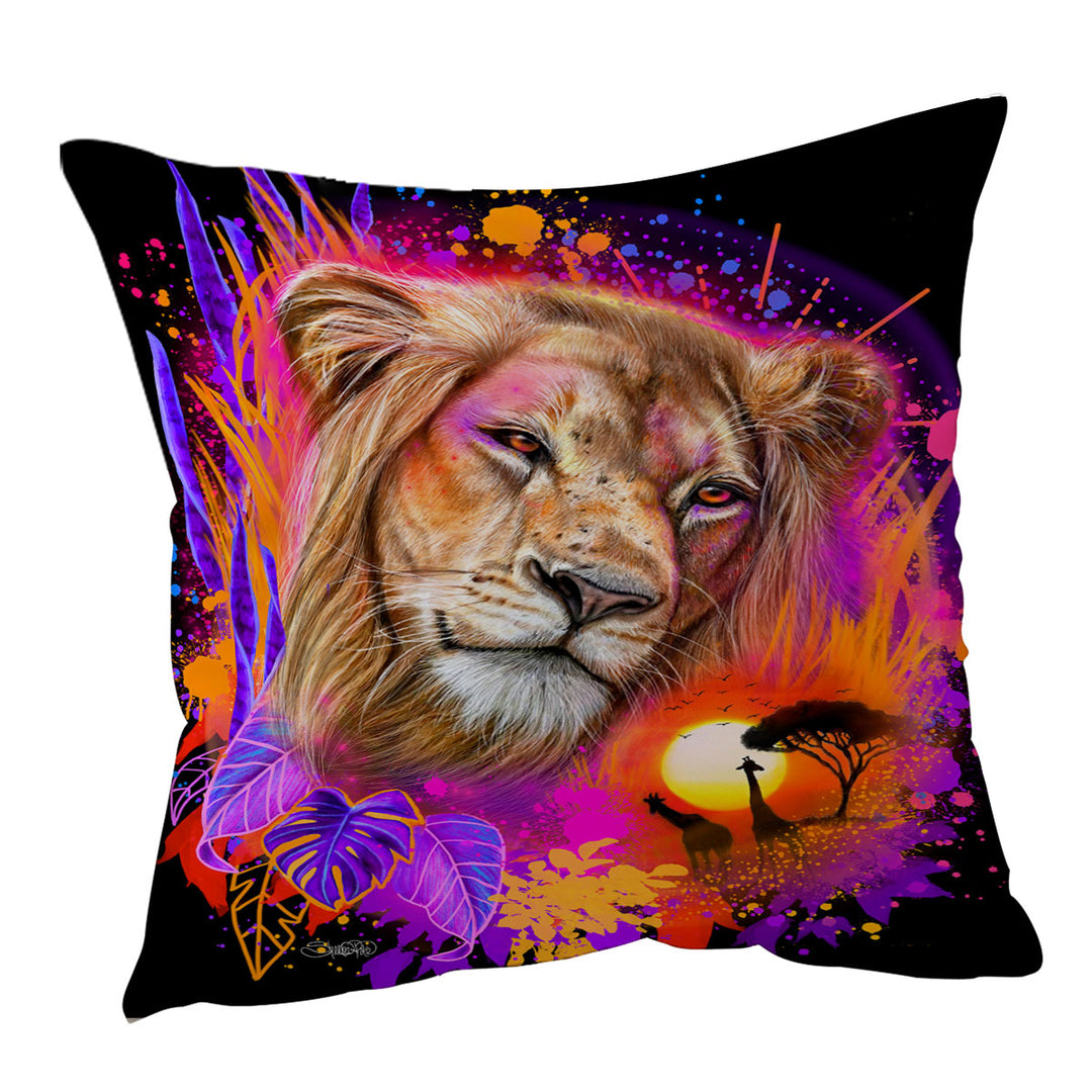 Animals Art Lion Throw Pillows