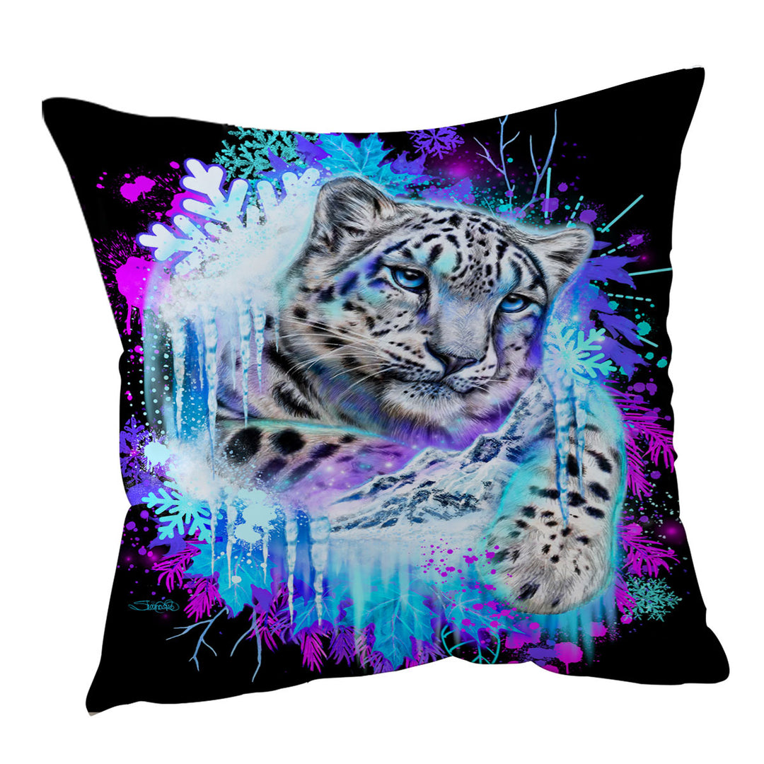 Animals Art Snow Leopard Throw Pillow