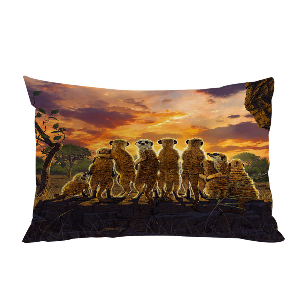 Animals Art Sunset Meerkats Suricate Pillowcases