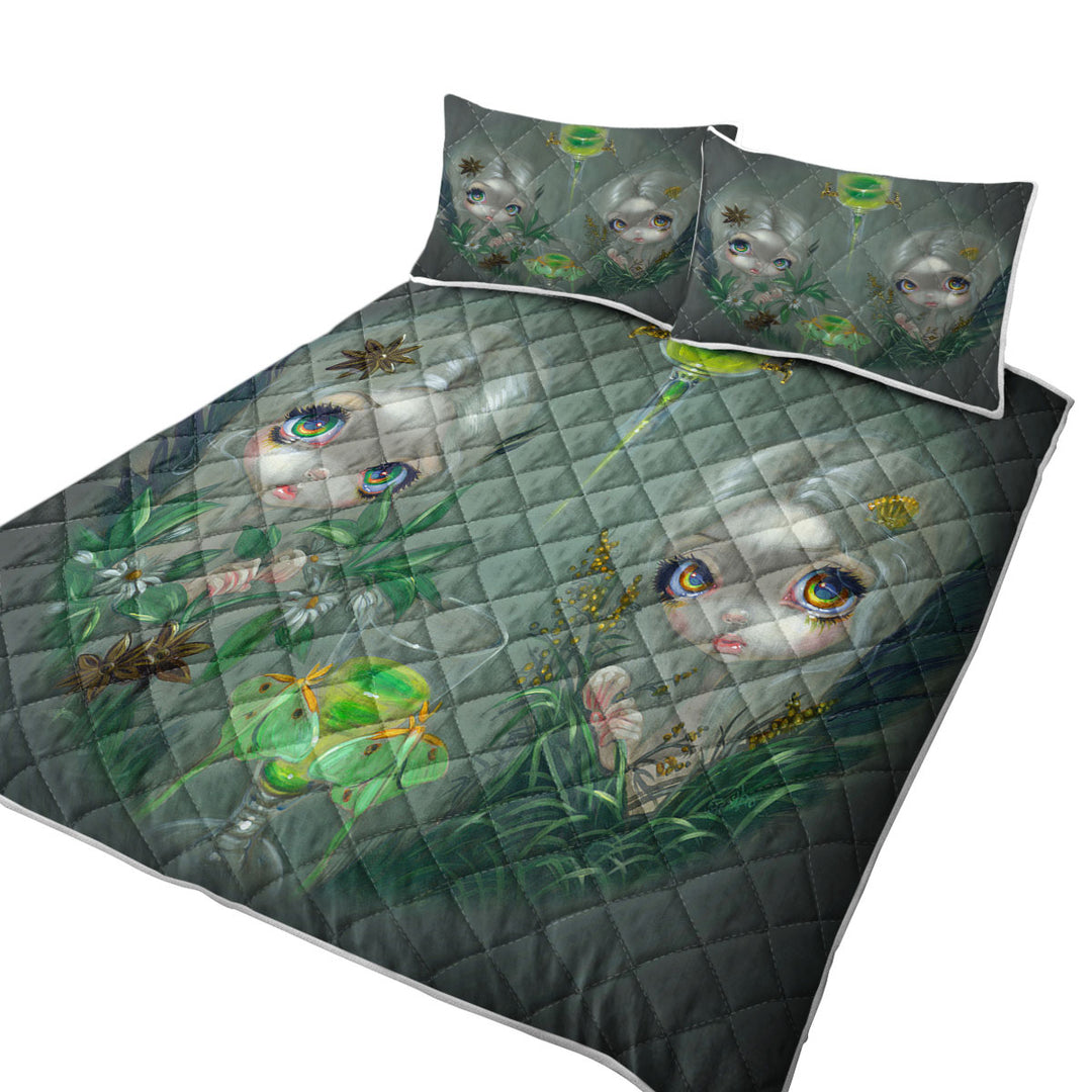 Anise and Artemesia Two Absinthe Fairy Twin Coverlet