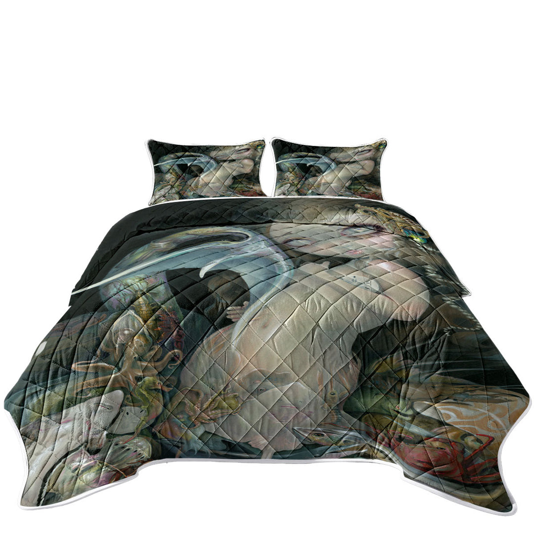 Arcimboldo Mermaid and Marine Life California King Quilt Sets