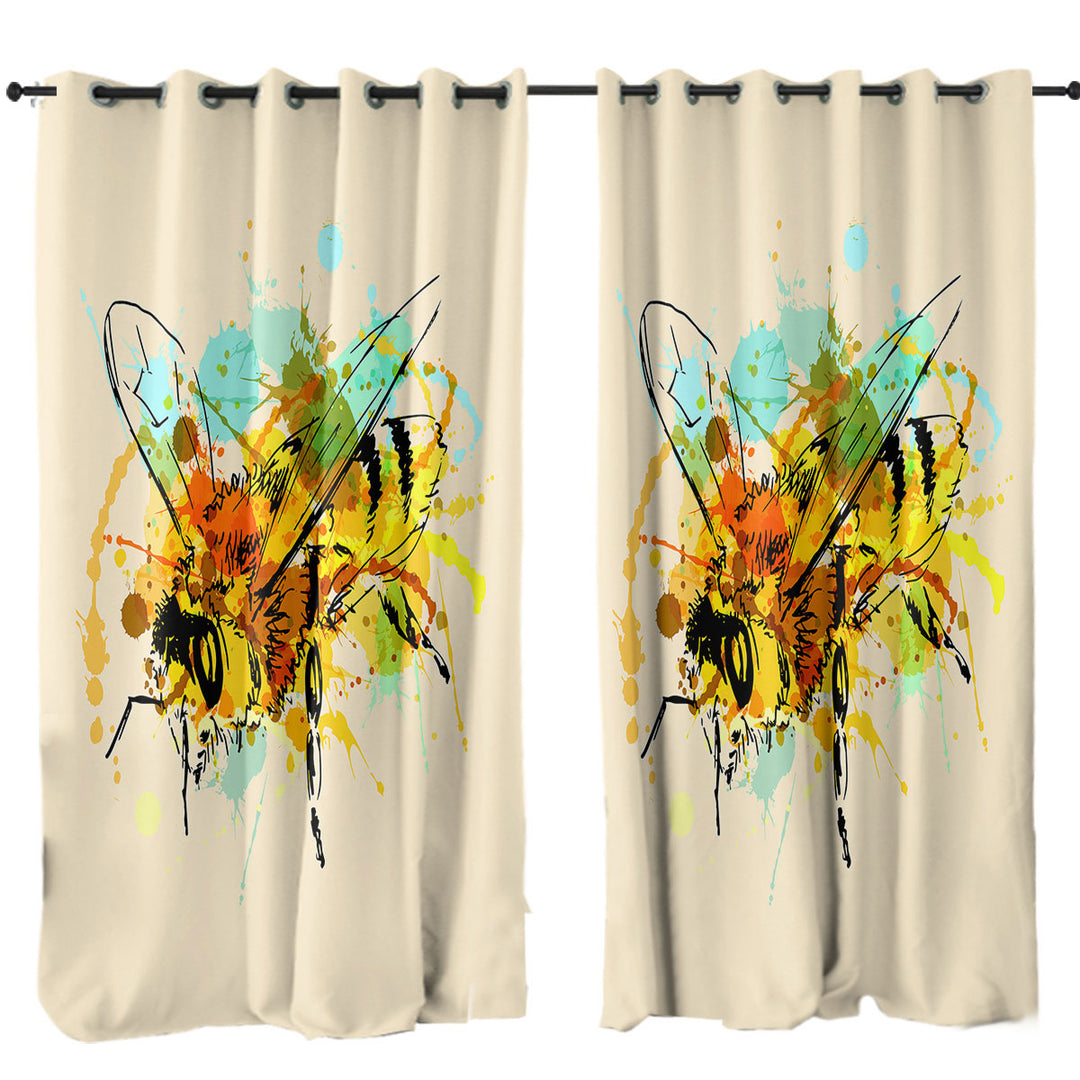 Art Drawing Bee Curtains for Bedroom