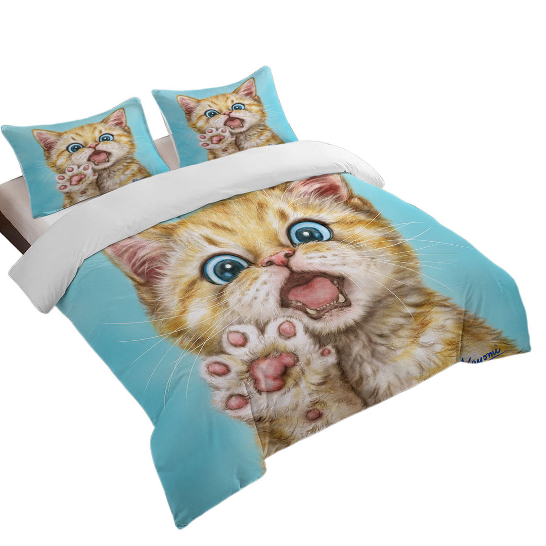 Art Drawing Cats Beautiful Ginger Kitten Bed Covers