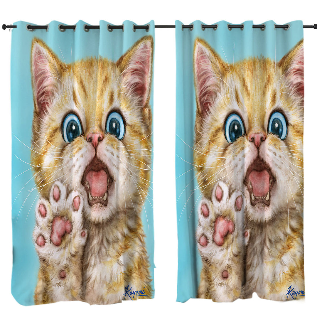Art Drawing Cats Beautiful Ginger Kitten Drapes for Living Room