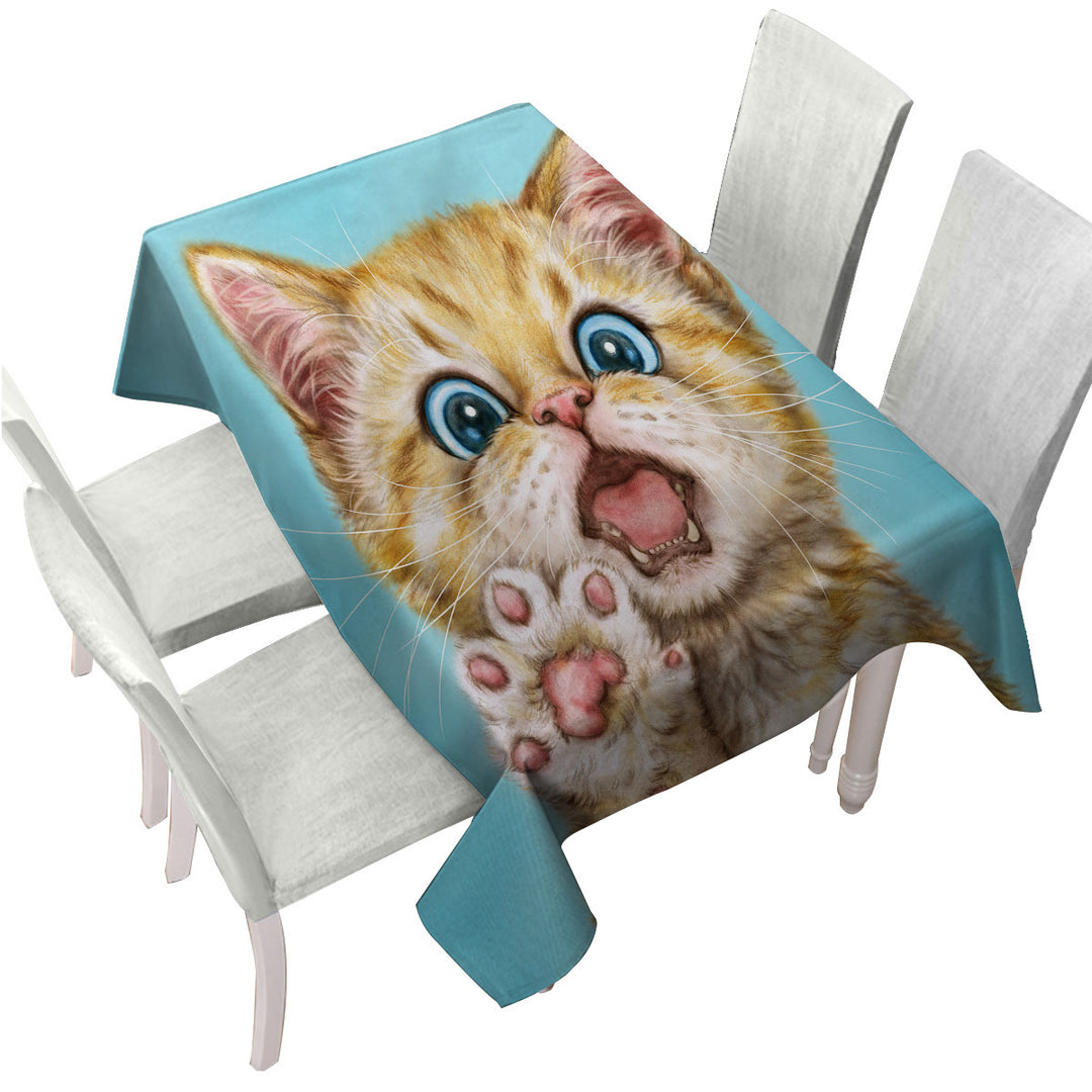 Art Drawing Cats Beautiful Ginger Kitten Tablecloth