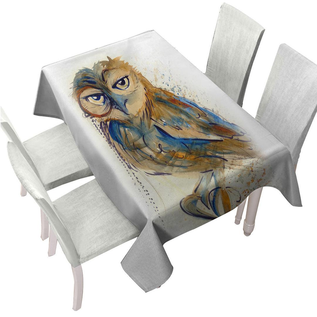 Art Drawing Sophisticated Owl Table Cover