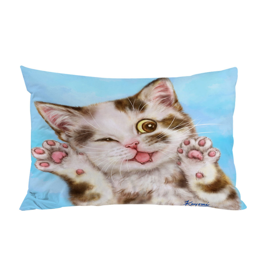 Art Painted Cats Cute Brown Spotted Kitten Pillowcase