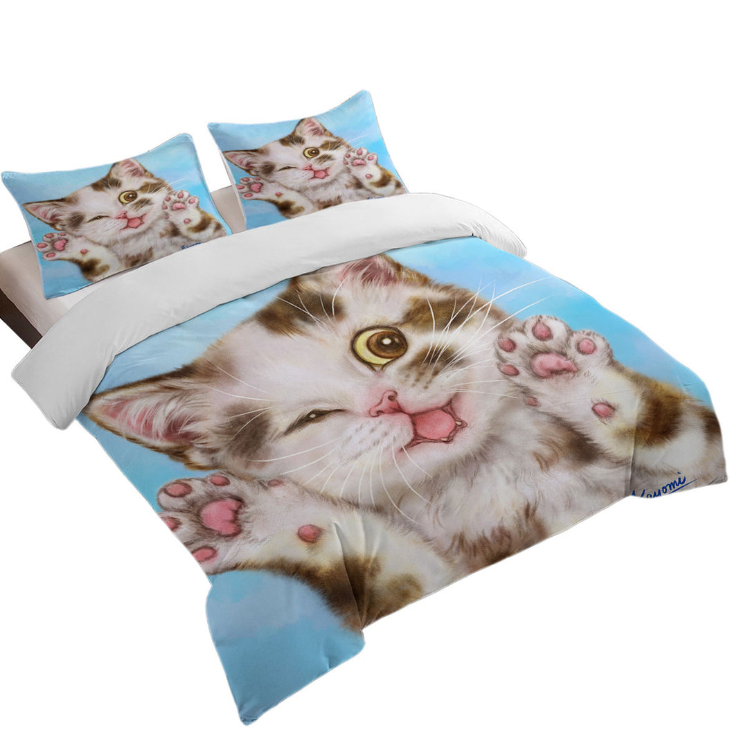 Art Painted Cats Cute Brown Spotted Kitten Twin xl Duvet Covers