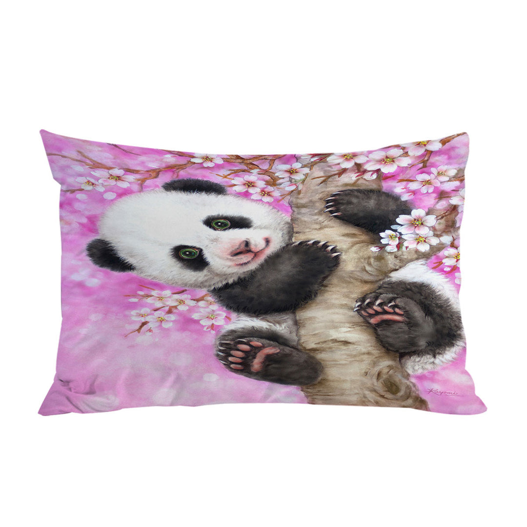 Art Painted Design Cherry Blossom Panda Pillow Case Covers