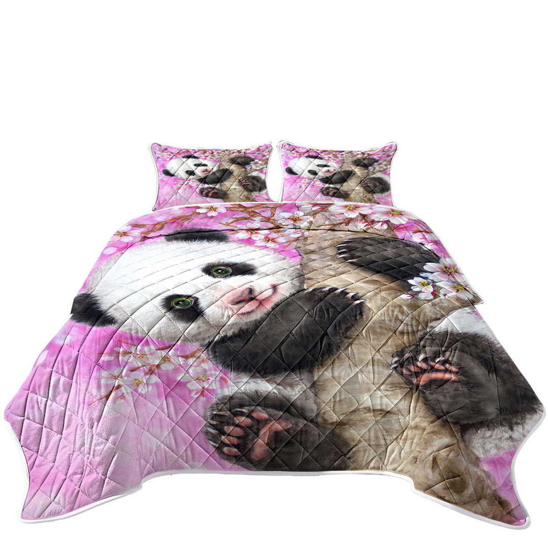 Art Painted Design Cherry Blossom Panda Quilts