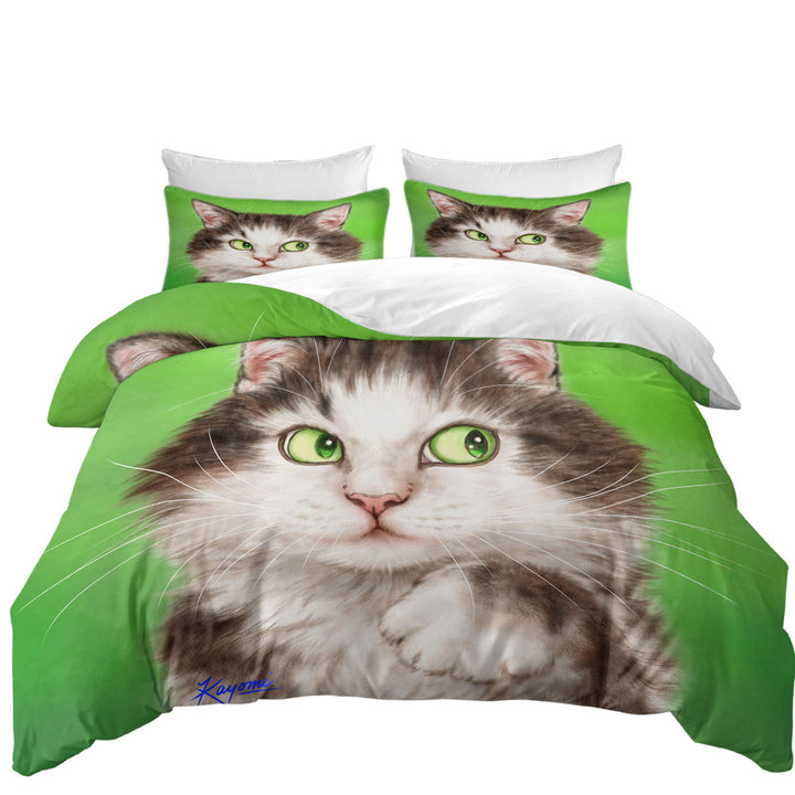 Art Painted Mysterious Green Eyes Cat Twin xl Duvet Covers