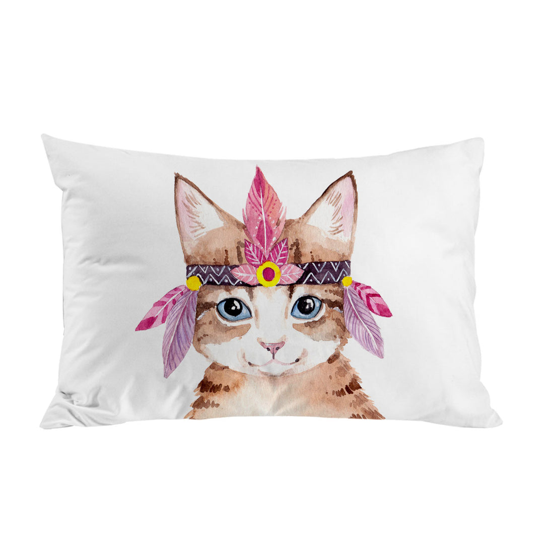 Art Painting Adorable Native American Kitten Pillow Cases