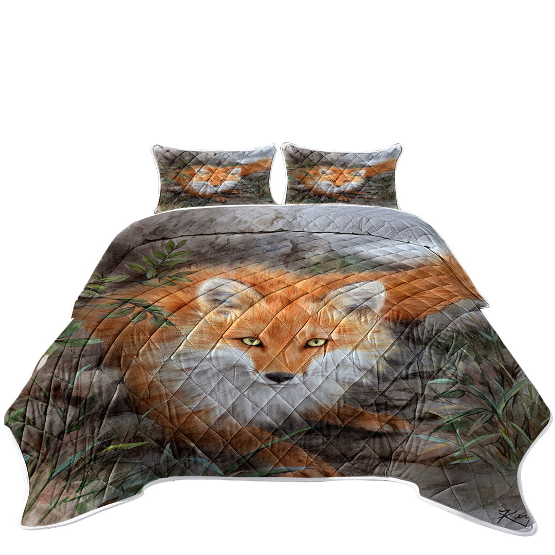 Art Painting Autumn Fox in the Wild Quilt