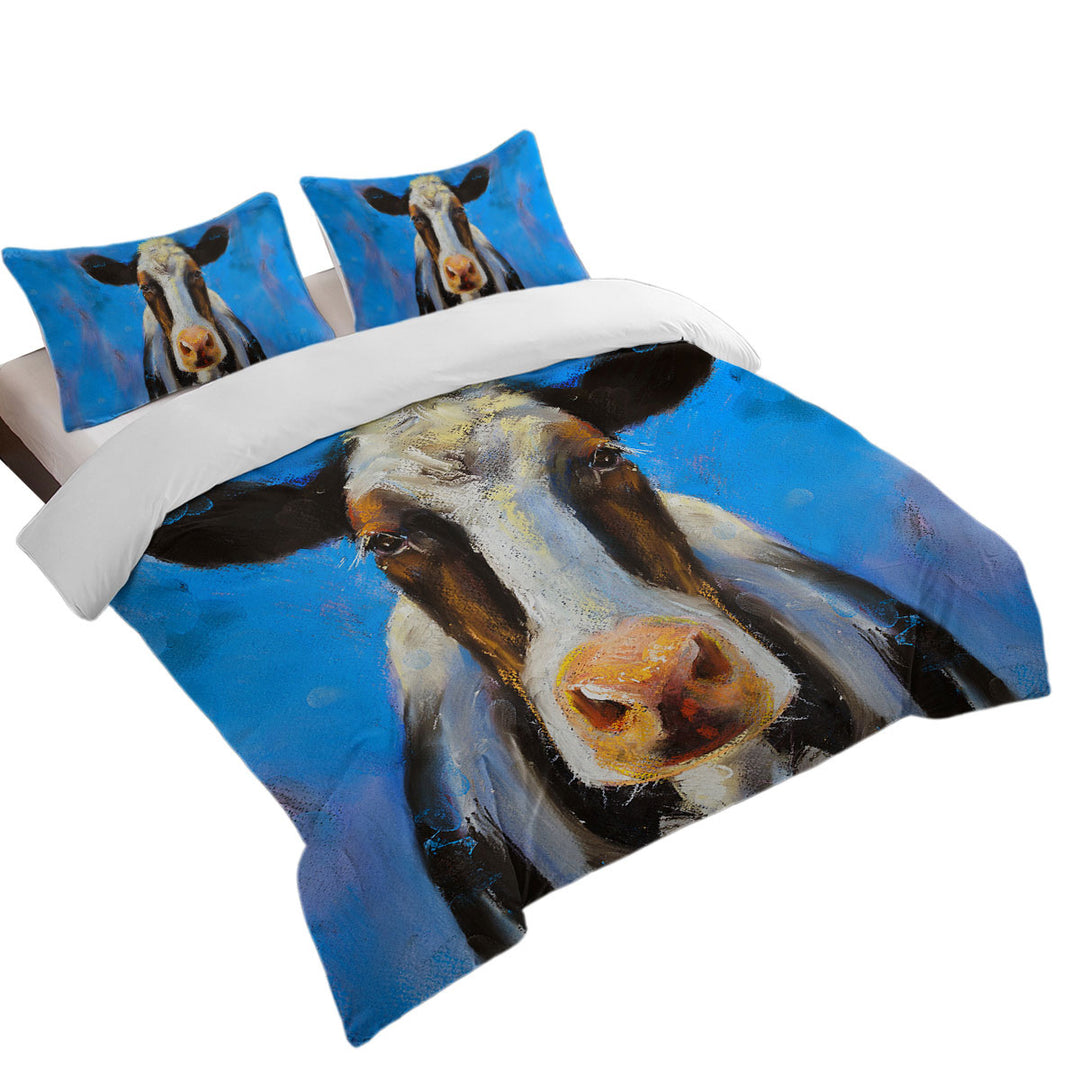 Art Painting Black and White Cow Duvet Cover
