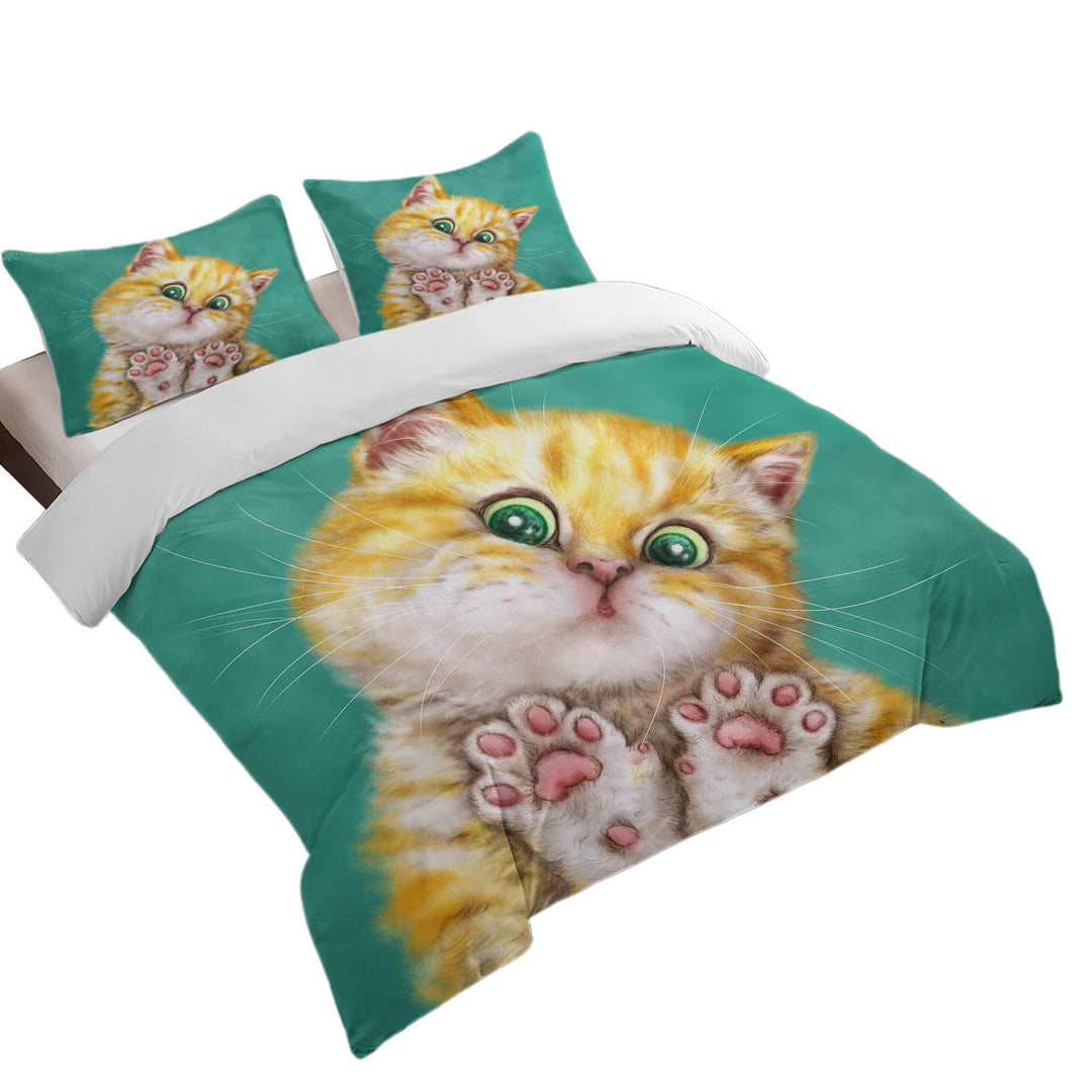 Art Painting Cats Cute Ginger Kitten Quilt Cover Sets