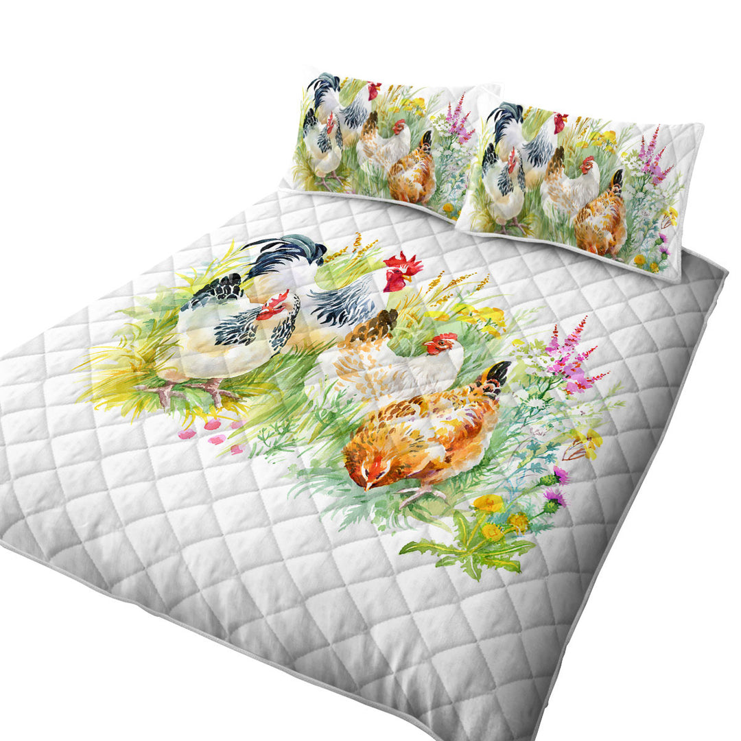 Art Painting Chickens Coverlets