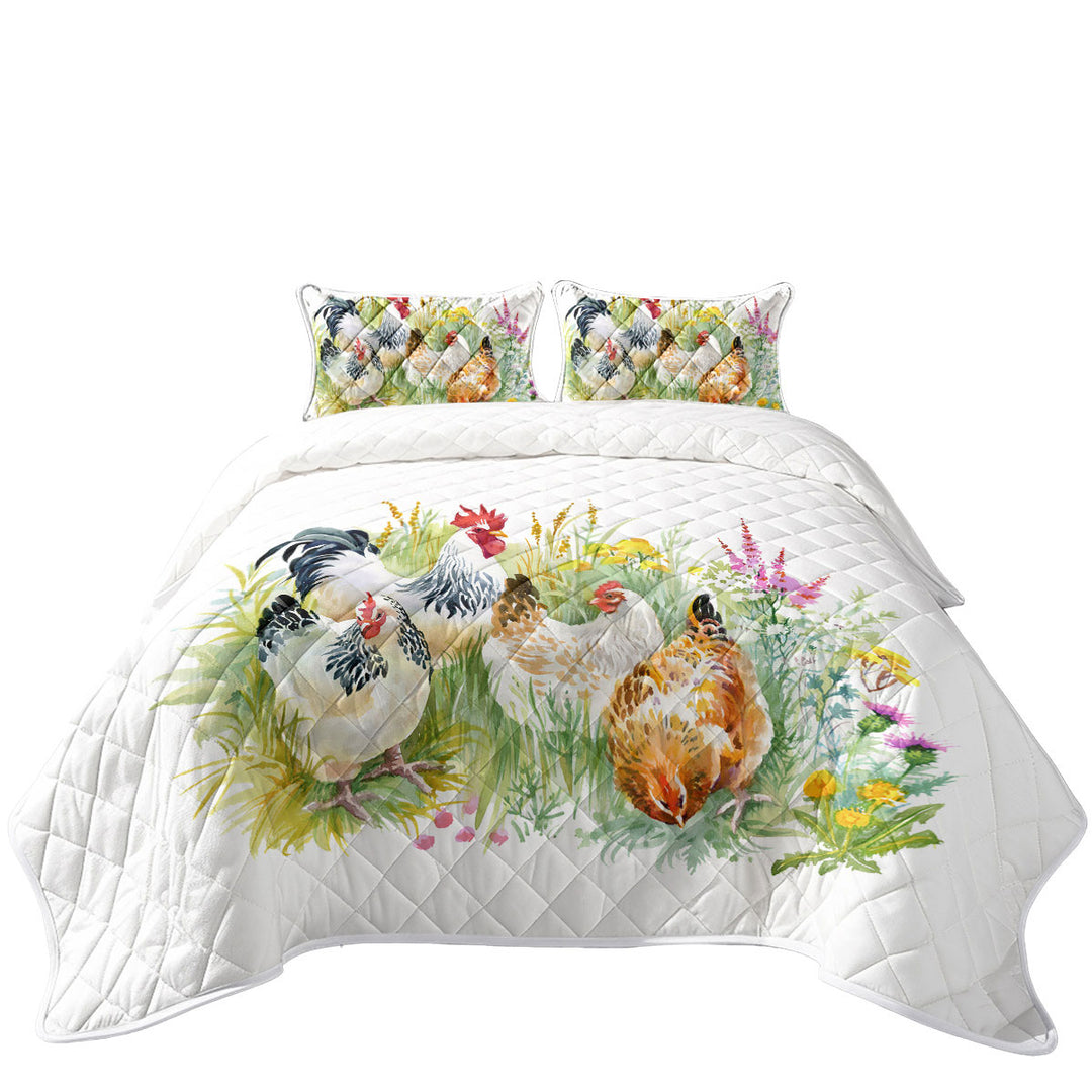 Art Painting Chickens Quilt