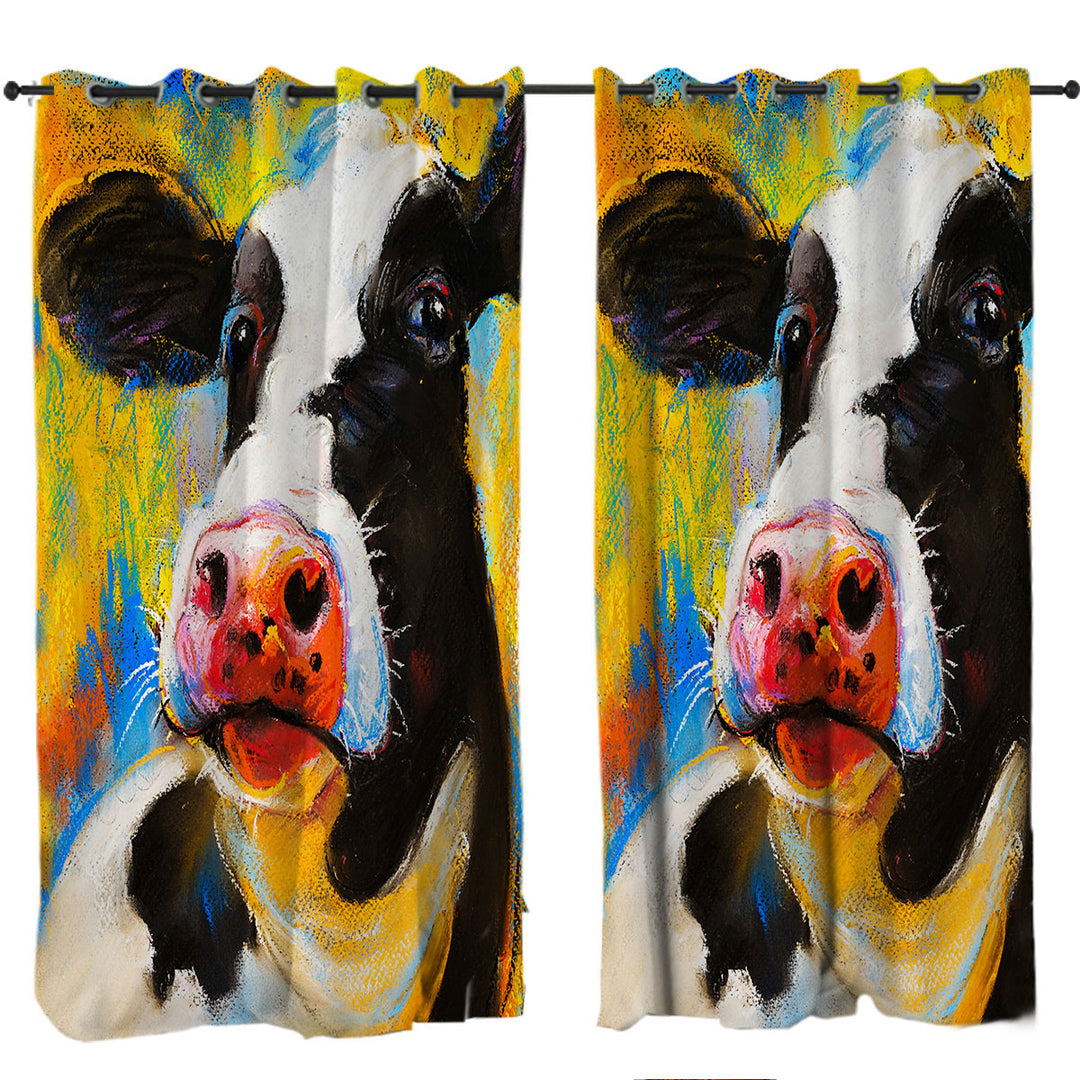 Art Painting Cow Curtains