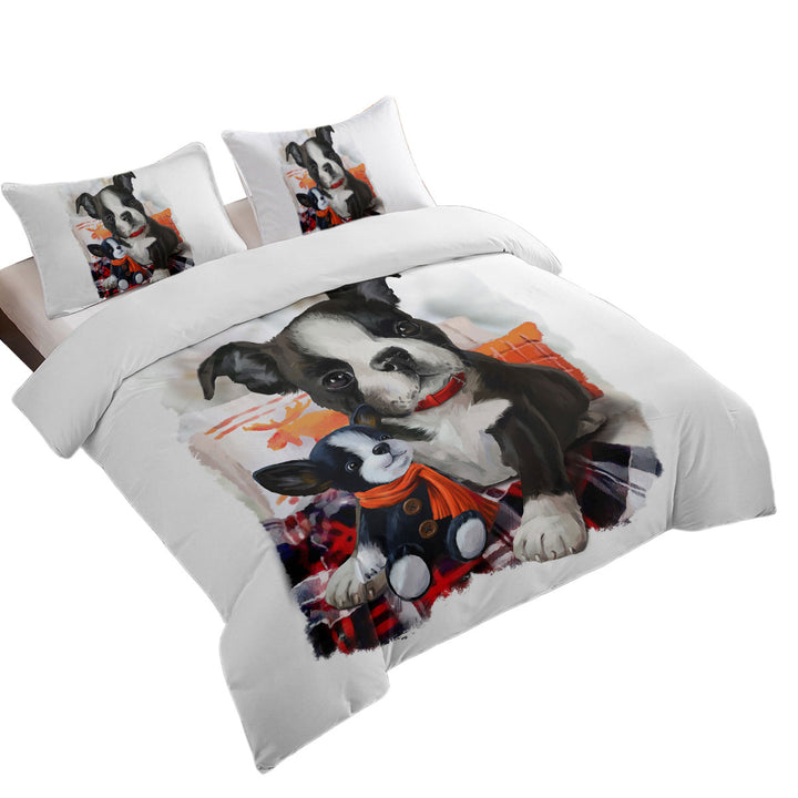 Art Painting Cozy Adorable Puppy Doll and Cute Dog Bed Covers