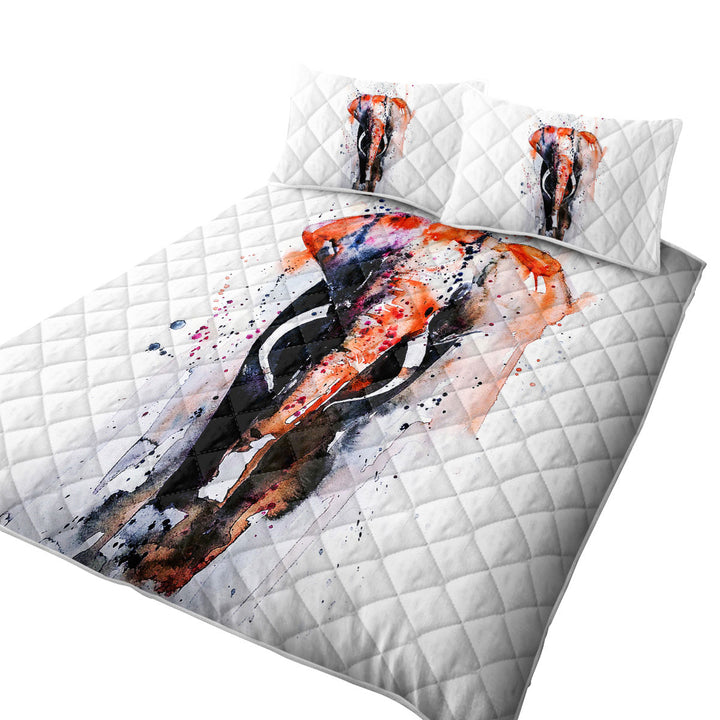 Art Painting Dark Colored Elephant King Size Quilt Sets