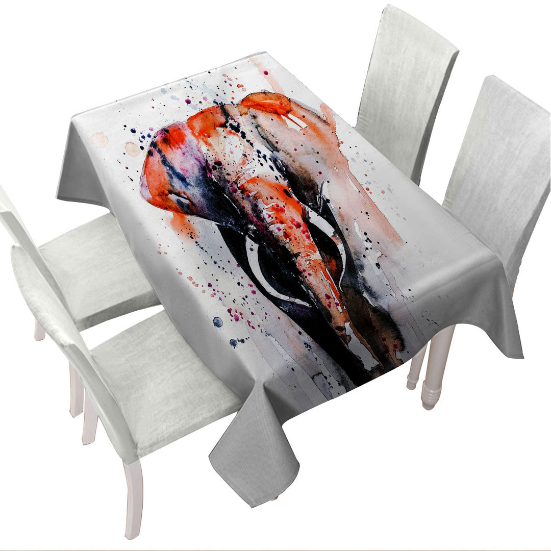 Art Painting Dark Colored Elephant Tablecloths