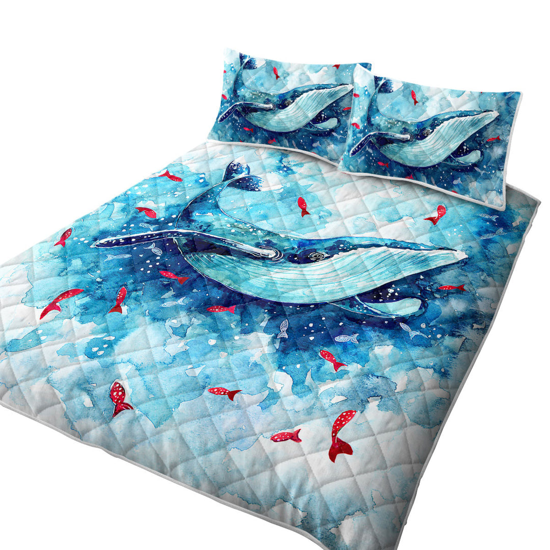 Art Painting Fish and Whale Coverlet