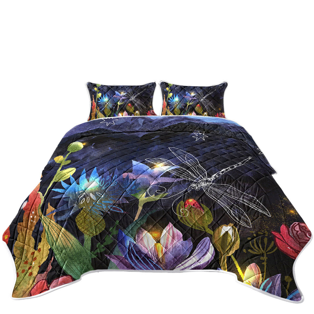 Art Painting Floral Night King Size Quilt Sets