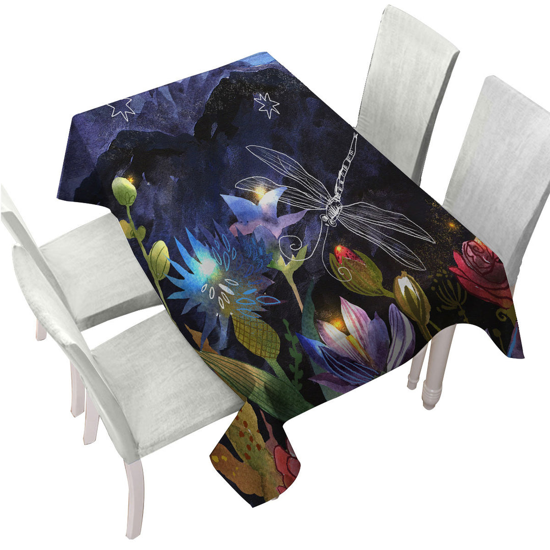 Art Painting Floral Night Tablecloth