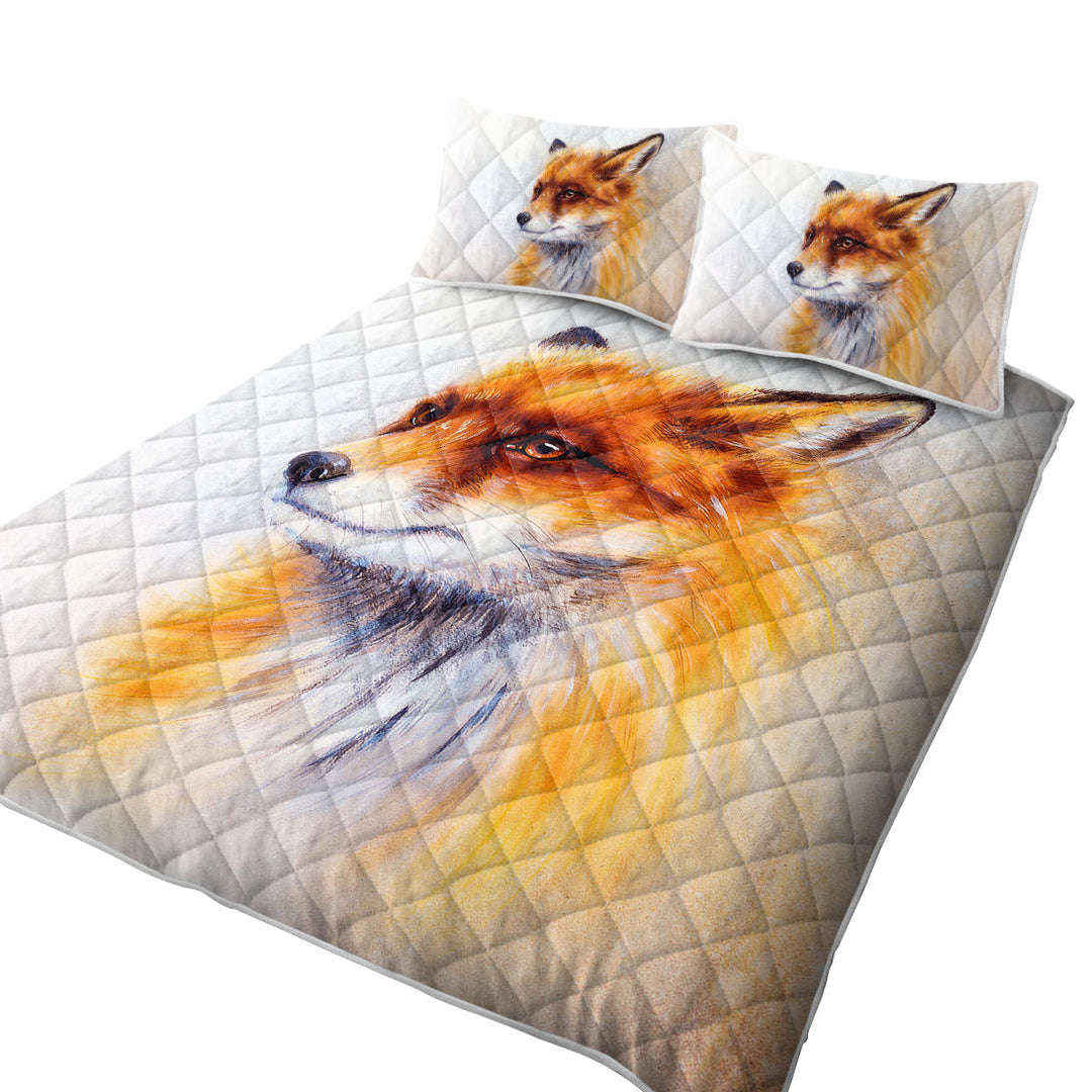 Art Painting Fox Portrait King Quilt