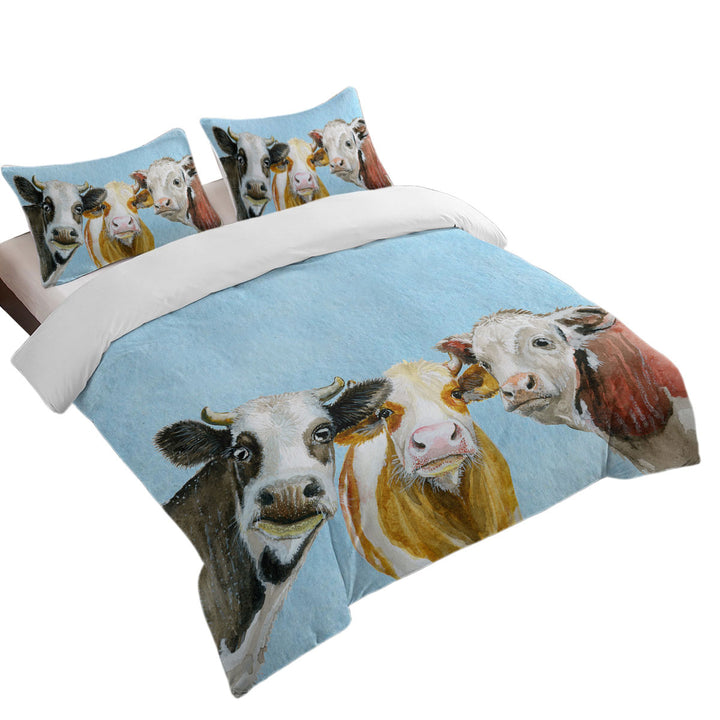 Art Painting Friendly Cows Coverlets