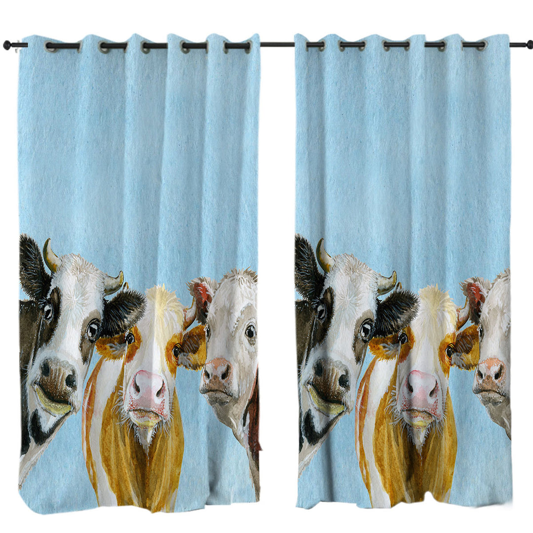 Art Painting Friendly Cows Curtains