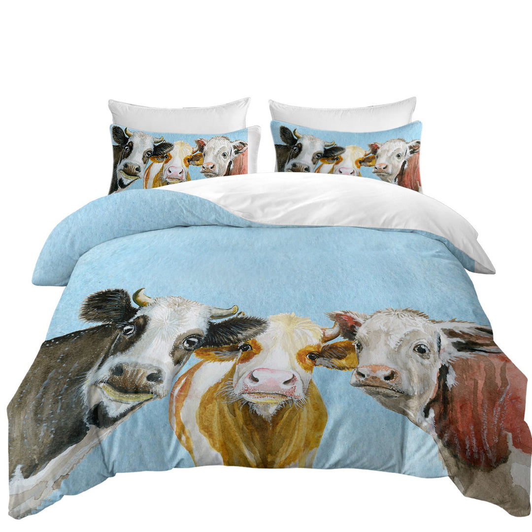Art Painting Friendly Cows Duvet Cover