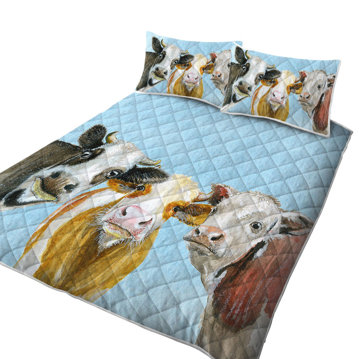 Art Painting Friendly Cows Quilt