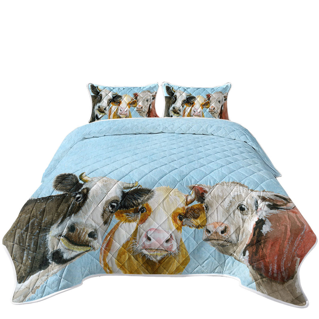 Art Painting Friendly Cows Quilts