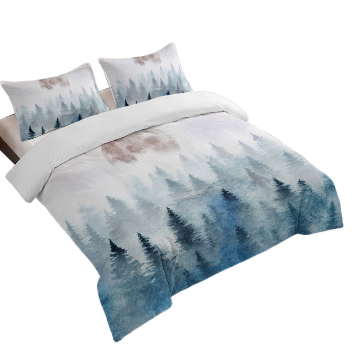 Art Painting Full Moon Forest Duvet Cover Queen