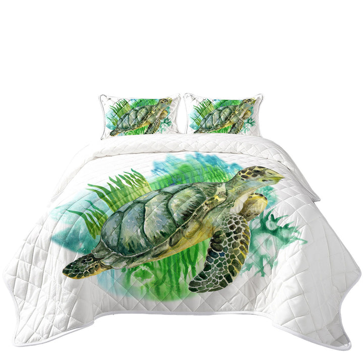 Art Painting Green Turtle Coverlets