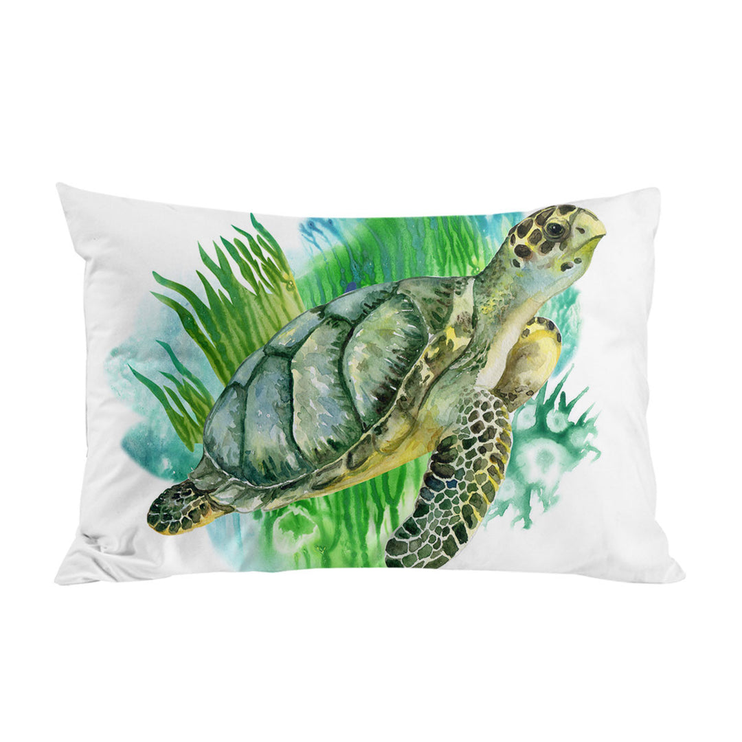 Art Painting Green Turtle King Pillow Cases
