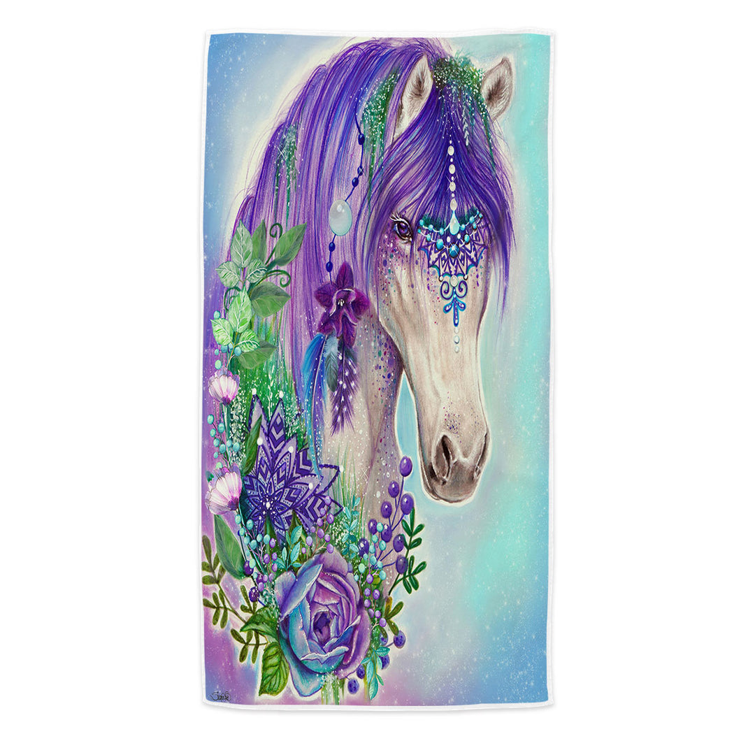Art Painting Gypsy Violet Horse Beach Towel