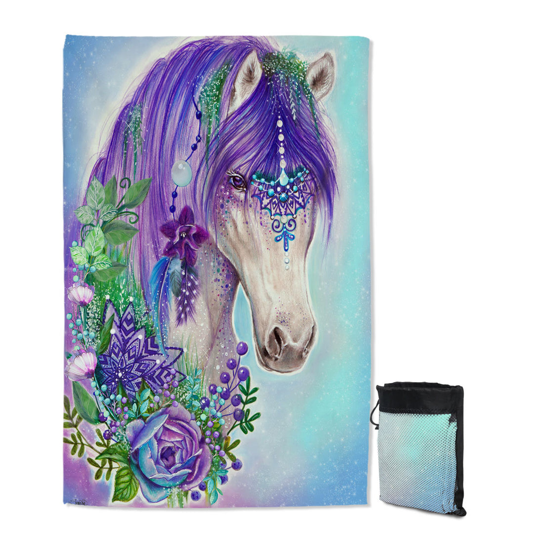 Art Painting Gypsy Violet Horse Swims Towel