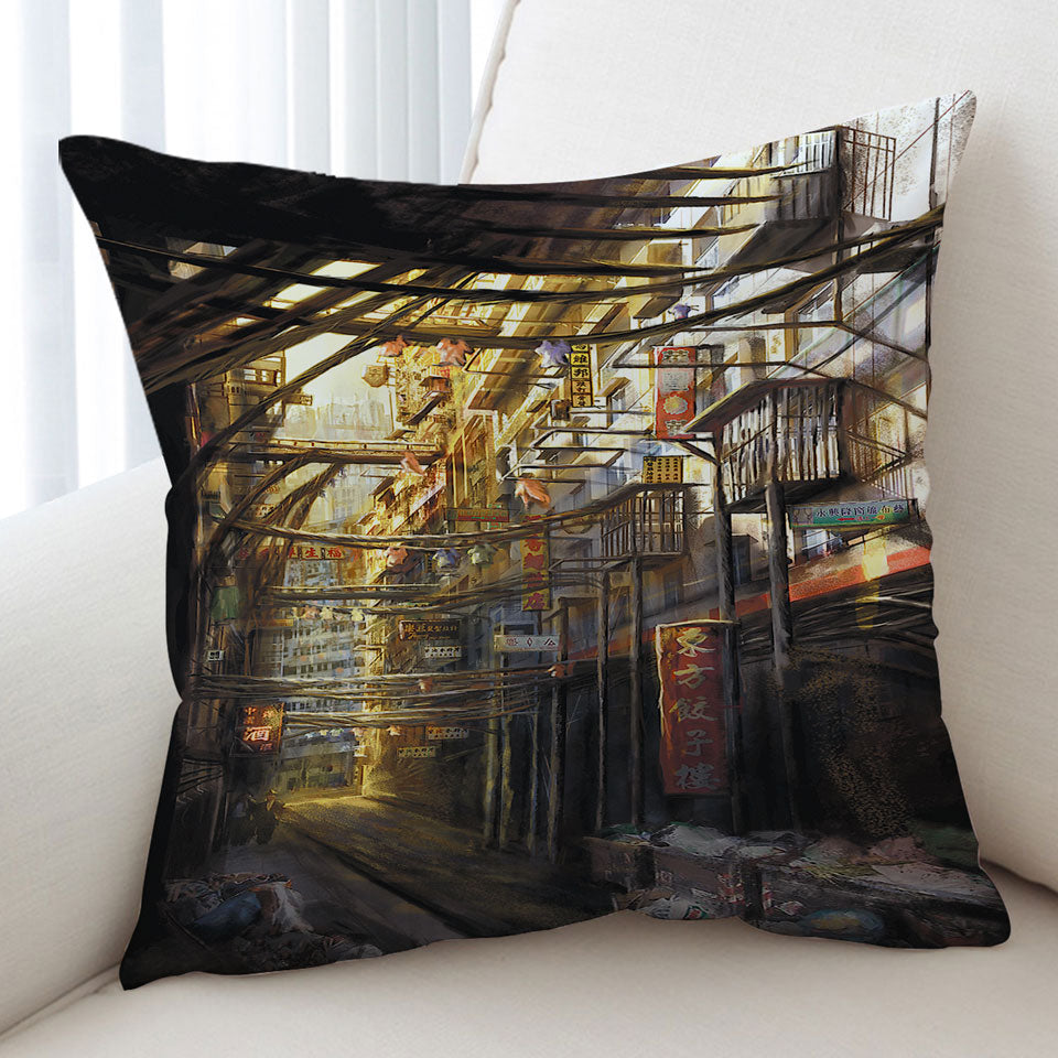 Art Painting Kowloon City Cushion Cover