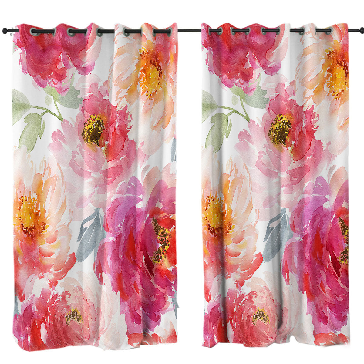 Art Painting Peach Red Flowers Drapery