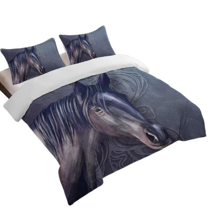 Art Painting Purple Hair Horse Oversized King Duvet Cover