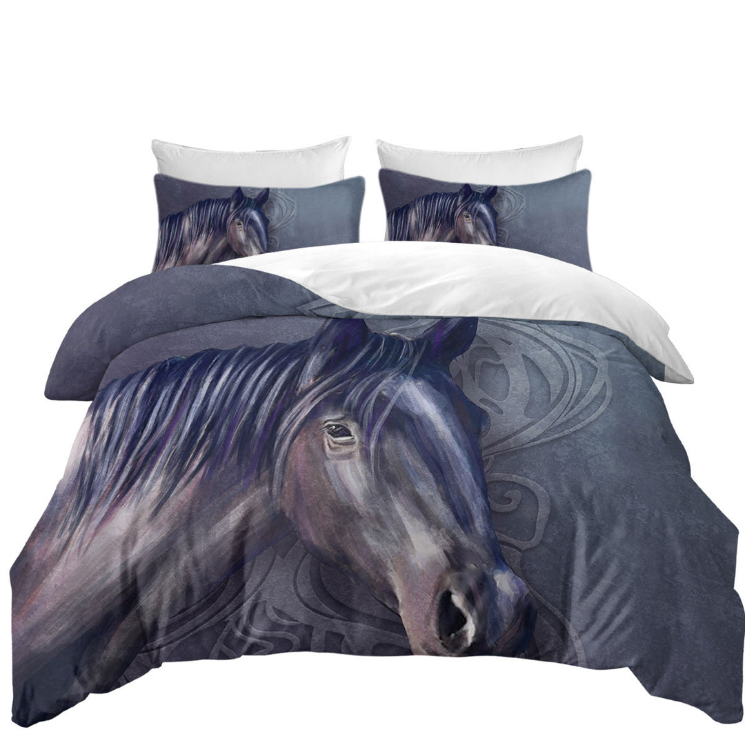 Art Painting Purple Hair Horse Queen Size Duvet Cover