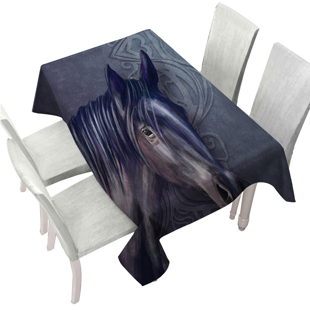 Art Painting Purple Hair Horse Table Cover