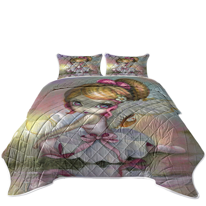 Art Painting Swan Lake White Swan Ballerina Girl Coverlet