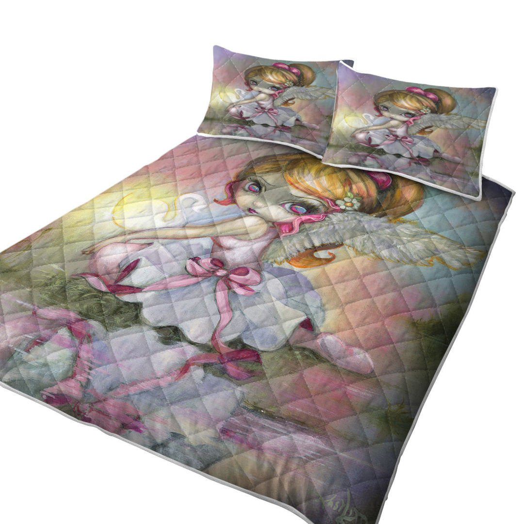 Art Painting Swan Lake White Swan Ballerina Girl Coverlets
